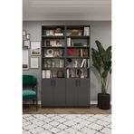 ASRA TREND Koyu Gri K-46 Kapaklı Modern Kitaplık ve Ofis Raf Ünitesi%100 MDFLAM