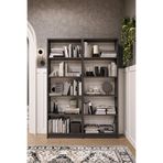 ASRA TREND Koyu Gri K003 10 Raflı Geniş Kitaplık 112 cm Modern Kütüphane Dar Alan Uyumlu%100 MDFLAM Raf Ünitesi