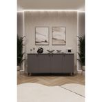ASRA TREND Koyu Gri KNSL01 4 Kapaklı Konsol 150 cm Geniş Metal Ayaklı Çok Amaçlı Salon ve Antre Dolabı%100 MDFLAM Modern Konsol