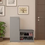 ASRA TREND Kül Gri A-13 Modern Ayakkabılık ve 60 cm Geniş Konforlu Puf Seti%100 MDFLAM