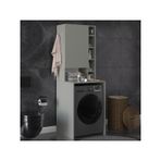ASRA TREND Kül Gri BD-02 Çamaşır Makinesi Üstü Banyo Dolabı 65x190 cm Tek Kapaklı Yan Açık Raflı Askı Kancalı%100 MDFLAM Banyo Düzenleyici