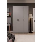 ASRA TREND Kül Gri G-01 3 Kapaklı Gardırop 120x218 cm Çok Raflı Askılıklı Elbise Dolabı Modern Minimalist%100 MDFLAM Düzenleyici Ünite