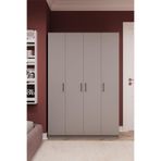 ASRA TREND Kül Gri G-08 4 Kapaklı Gardırop 120x180 cm Çok Raflı Askılı Elbise Dolabı%100 MDFLAM Modern Yatak Odası Genç Odası Kıyafet Dolabı