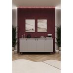 ASRA TREND Kül Gri KNSL01 4 Kapaklı Konsol 150 cm Geniş Depolama Alanlı Çok Amaçlı Dolap%100 MDFLAM Modern Metal Ayaklı Salon ve Antre Ünitesi