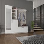 Asra Trend Lüks Aynalı Portmanto Askılı Vestiyer %100 MDF Çok Raflı Ayakkabılık V03 - Retro