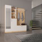 Asra Trend Lüks Aynalı Portmanto Askılı Vestiyer %100 MDF Çok Raflı Ayakkabılık V03 - Safirmeşe - Beyaz