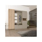 ASRA TREND Lüks Aynalı Portmanto Askılı Vestiyer%100 MDF Ayakkabılık V-04 Kül Gri - Sonoma 210x208x33 cm Oturma Alanlı Dev Antre Modülü