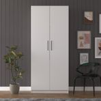 Asra Trend Lüks Dolaplı Çalışma Masası Kitaplıklı Raflı Bilgisayar Ofis Ders Çalışma Yemek Masası MD001 - 80 x 208 x 35 - Beyaz