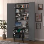 Asra Trend Lüks Dolaplı Çalışma Masası Kitaplıklı Raflı Bilgisayar Ofis Ders Çalışma Yemek Masası MD001 - Antrasit - 80 x 208 x 35