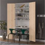 Asra Trend Lüks Dolaplı Çalışma Masası Kitaplıklı Raflı Bilgisayar Ofis Ders Çalışma Yemek Masası MD001 - Sonoma - 80 x 208 x 35