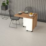 Asra Trend Lüks Katlanır Mutfak Yemek Masası %100 MDF Pratik Raflı Çalışma Masası KM11 - Petra