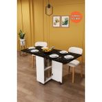 Asra Trend Lüks Katlanır Mutfak Yemek Masası %100 MDF Pratik Raflı Çalışma Masası KM15 - Royal Mermer - 155 x 75 x 70