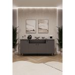 ASRA TREND Lüks Konsol TV Ünitesi%100 MDF Salon ve Yemek Odası Ünitesi KNSL-02 Koyu Gri 160x80x45 cm 4 Kapaklı 1 Açık Raflı Modern Büfe