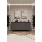 ASRA TREND Lüks Konsol TV Ünitesi%100 MDF Salon ve Yemek Odası Ünitesi KNSL-04 Koyu Gri 160x80x45 cm 4 Çekmeceli 2 Kapaklı Modern Büfe