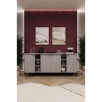 ASRA TREND Lüks Konsol TV Ünitesi%100 MDF Salon ve Yemek Odası Ünitesi KNSL-05 Kül Gri 180x80x45 cm 4 Kapaklı 2 Açık Raflı Modern Büfe