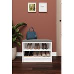 Asra Trend Lüks Puflu Ayakkabılık ve Askılık %100 MDF 2 Raflı Portmanto Seti PUF02 - Beyaz