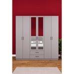 Asra Trend MDF 6 Kapaklı, 2 Çekmeceli, 2 Aynalı Gardırop - 240x208x53cm, Geniş Kıyafet Dolabı, G-05