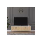 Asra Trend Mdf Beyaz/Safir Meşe Tv Ünitesi - 160 Cm, Şık & Modern Tasarım Tv Sehpası, T-02
