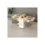 Asra Trend Mdf Katlanır Mutfak Yemek Çalışma Masası - 3 Çekmeceli, Beyaz-Akça Ağaç, Km-09