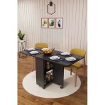Asra Trend Mdf Katlanır Mutfak Yemek Çalışma Masası, Koyu Gri, 155X75x70 Cm, Km-29