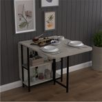 Asra Trend Metal Ayaklı Katlanır Mutfak Masası KM-31 %100 MDF Akıllı Yemek Masası Retro Gri