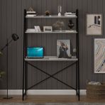 Asra Trend Metal Kitaplıklı Çalışma Masası - 90 x 170 x 50 - Kül Rengi