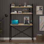 Asra Trend Metal Kitaplıklı Çalışma Masası - Safir Meşe - 90 x 170 x 50