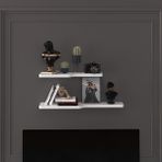 Asra Trend Modern 2'li Uçan Raf Çok Amaçlı Duvar Rafı Organizer %100 MDF Kitaplık Mutfak Banyo Rafı DRF03 - Beyaz