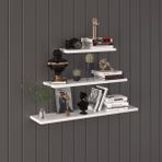 Asra Trend Modern 3'lü Uçan Raf Çok Amaçlı Duvar Rafı Organizer %100 MDF Kitaplık Mutfak Banyo Rafı DRF02 - Beyaz