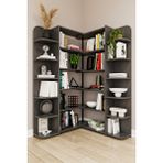 Asra Trend Modern Dönebilen Ayarlanabilir Raflı Ev Ofis Kitaplık %100 MDF Dekoratif Kütüphane Kitaplık DK01 - Koyu Gri