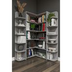 Asra Trend Modern Dönebilen Ayarlanabilir Raflı Ev Ofis Kitaplık %100 MDF Dekoratif Kütüphane Kitaplık DK01 - Kül Gri
