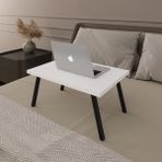 Asra Trend Modern Katlanır Laptop Yemek Çalışma Masası %100 MDF Çok Amaçlı Sehpa Masa - Beyaz - 50 x 22 x 35