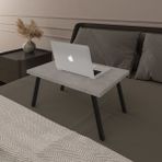 Asra Trend Modern Katlanır Laptop Yemek Çalışma Masası %100 MDF Çok Amaçlı Sehpa Masa - Gri - 50 x 22 x 35