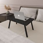 Asra Trend Modern Katlanır Laptop Yemek Çalışma Masası %100 MDF Çok Amaçlı Sehpa Masa - Siyah - 50 x 22 x 35