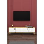 Asra Trend Modern TV Ünitesi %100 MDF 4 Kapaklı Ahşap Ayaklı Televizyon Sehpası T-03