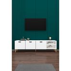 Asra Trend Modern TV Ünitesi %100 MDF Kapaklı Ahşap Ayaklı Televizyon Sehpası T-18 - Beyaz