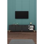 Asra Trend Modern TV Ünitesi %100 MDF Kapaklı Ahşap Ayaklı Televizyon Sehpası T-21 - Antrasit