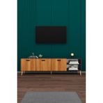 Asra Trend Modern TV Ünitesi %100 MDF Kapaklı Ahşap Ayaklı Televizyon Sehpası T-22 - Antrasit