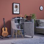 ASRA TREND Retro Desen MD002 Katlanır Masalı Kitaplık 68x90 cm Tekerlekli Gizli Çalışma Masası Laptop Bölmeli Fonksiyonel Dolap Kompakt Home Office Ünitesi%100 MDFLAM