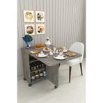 ASRA TREND Retro Gri Desen MA-01 Katlanabilir Mutfak Adası Tekerlekli Açılır Yemek Masası Kapaklı Kiler Dolabı%100 MDFLAM Çok Amaçlı Mutfak Dolabı
