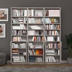 ASRA TREND Retro Gri K-56 Kapaklı Modern Kitaplık ve Ofis Raf Ünitesi%100 MDFLAM