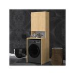 ASRA TREND Safir Meşe Desen BD-01 Çamaşır Makinesi Üstü Banyo Dolabı 2 Kapaklı Açık Raflı 65x190 cm%100 MDFLAM