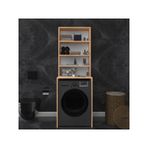 ASRA TREND Safir Meşe Desen BD-04 Çamaşır Makinesi Üstü Banyo Dolabı 65x190 cm 4 Katlı Açık Raflı Düzenleyici%100 MDFLAM Banyo Raf Ünitesi