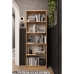 ASRA TREND Safir Meşe Desen K002 5 Raflı Kitaplık 56 cm Genişlik Dar Alan Uyumlu Modern Kütüphane%100 MDFLAM Dekoratif Raf Ünitesi