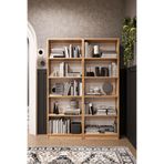 ASRA TREND Safir Meşe Desen K003 10 Raflı Geniş Kitaplık 112 cm Modern Kütüphane Dar Alan Uyumlu%100 MDFLAM Raf Ünitesi