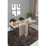 ASRA TREND Sidon Desen KM-32 Ultra İnce Katlanır Masa 133x60 cm 17 cm Kapalı Genişlik 6 Kişilik Yer Tasarrufu Sağlayan Yemek ve Çalışma Masası%100 MDFLAM