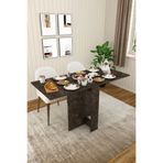 ASRA TREND Siyah Taş Desen KM-32 Ultra İnce Katlanır Masa 133x60 cm 6 Kişilik Yer Tasarruflu Modern Mutfak Masası%100 MDFLAM