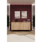 ASRA TREND Sonoma Desen KNSL01 4 Kapaklı Konsol 150 cm Geniş MDFLAM Çok Amaçlı Dolap Modern Metal Ayaklı Salon ve Antre Ünitesi