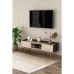 ASRA TREND T-28 TV Sehpası 160 cm – Modern TV Ünitesi, 2 Kapaklı ve Açık Raflı, Koyu Gri & Sidon,%100 MDFLAM, Yerden Yüksek Ayaklı