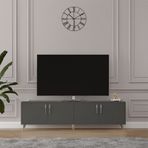 Asra Trend Tv Ünitesi T-04 %100 MDF 160 cm Tv Sehpası 4 Kapaklı Raflı Koyu Gri